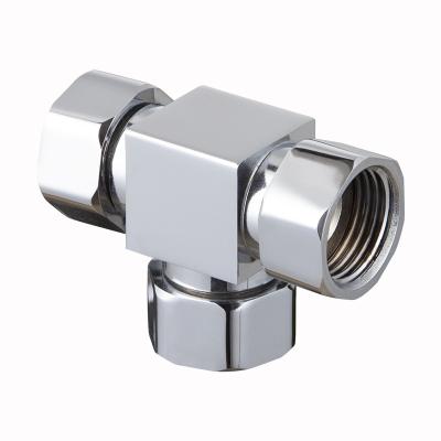 China Factory General Supply 1/2 3 Way Bathroom Angle Valve Shower Brass Inner Floss Diverter Valve for sale