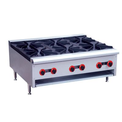 China High Efficiency CE Certificate LPG / Natural Gas Stove Commercial 6 Burners Stainless Steel Gas Stove for sale