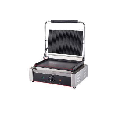 China High Efficiency Single Plate Grooved Panini Sandwich Grill Commercial Electric Nonstick BBQ Touch Grill for sale