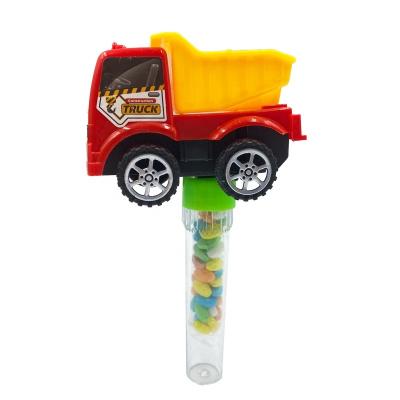 China Cartoon Toys Factory Wholesale Price Pull Back Mini Truck 4 Styles Assorted Car Plastic Toy With Candy For Kids for sale