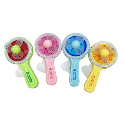 China Cartoon toys new arrival plastic candy light hand fan fruit model flashing toy with candy for summer item for sale