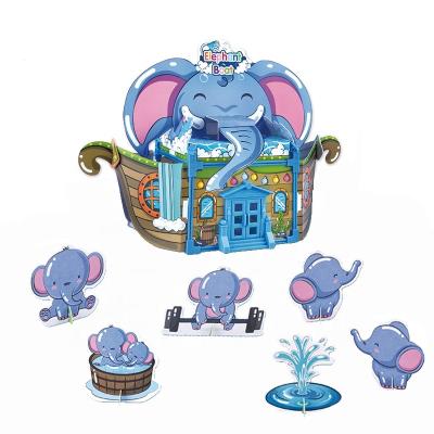 China Educational Building Toy JollySweets 3D Puzzle DIY Lovely Elephant Painting Building Block Toy Sets For Toddlers for sale