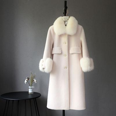 China Custom Made Shearling Shearling Fur Winter Coat Women Luxury Fluffy Fur Coat Wool Sheepskin Fur Jacket Anti-Wrinkle for sale