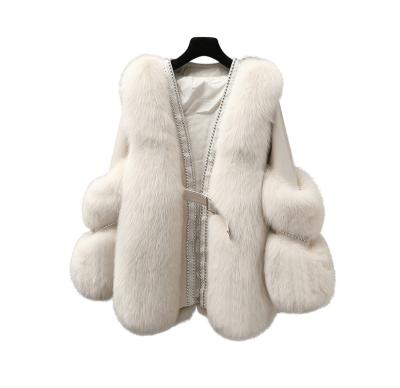 China Real Fox Fur Coat Women New Latest Fashion Fox Fur Coats Luxury Reversible Diamond Fur Coat Fox Evening Dress for sale