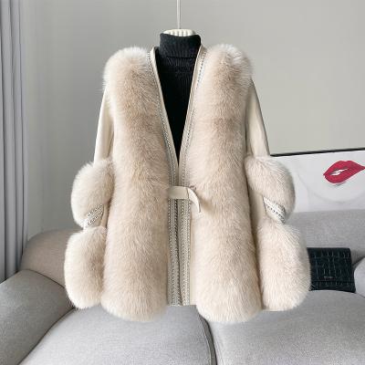 China Real Fox Fur Coat Women Spring Latest Fox Fur Coats Winter Luxury Reversible Diamond Fur Coat Fox Evening Dress for sale