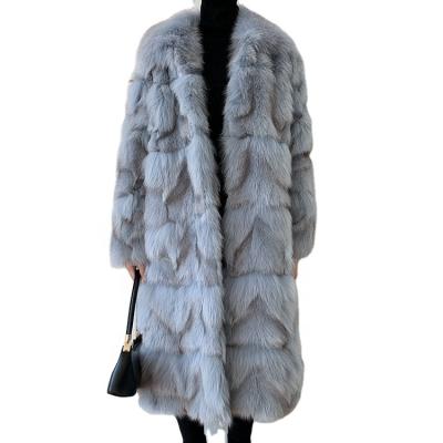 China Anti-Wrinkle Style Unisex Men's Long Fur Coat Real Customize Winter Spring Fluffy Fox Fur Coat Luxury Fox Fur Coat Women for sale