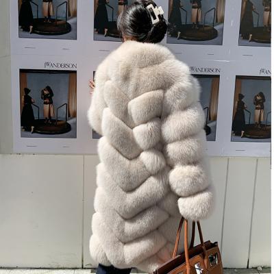 China High End Anti-Wrinkle Fur Coat Classic Styles Real Fox Fur Coat Long Fox Fur Coat Custom Size Jacket Long Real Fox Fur Coat for sale