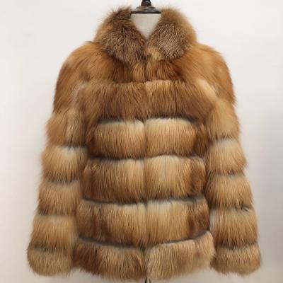 China Anti-Wrinkle Winter Red Fox Warm Luxury Fur Coat Style Long Customize Coat Women Fur Coats Jacket With Hooded for sale