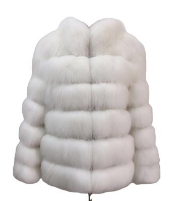 China Wholesale Women's Fashionable Anti-wrinkle Real Fox Fur Coat Luxury White Fox Fur Coat Winter Style Fluffy Jackets Women for sale