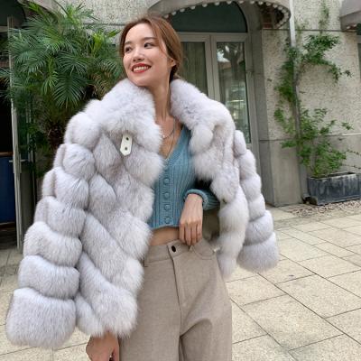 China New Arrival Custom Anti-wrinkle Coats Women Winter Full Sleeve Fox Fur Coat High Quality Real Fox Fur Coat for sale