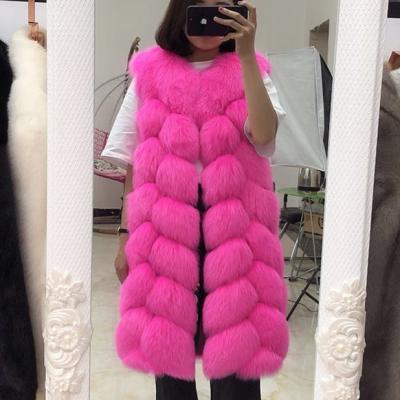 China Breathable Popular Women's Real Fox Fur Vest Customize Fox Fur Vest Winter Long Fur Vests Wholesale Girls for sale