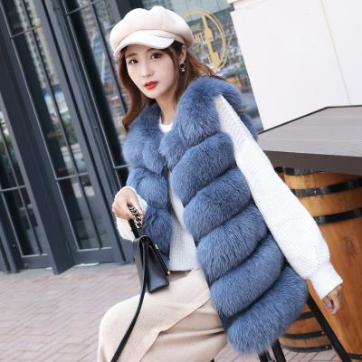 China Hot Sale Anti-Wrinkle Classic Style Genuine Real Fur Vest Ladies Winter Clothes Jacket Women Long Fox Fur Vest Girls Fluffy Fox Fur Vest for sale