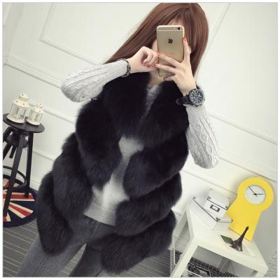 China Factory Price Anti-Wrinkle Custom Fox Fur Vest Woman Winter Outdoor Warm Elegant Fur Coat Ladies Black Fox Fur Vest Coat Wholesale Price Handsome for sale