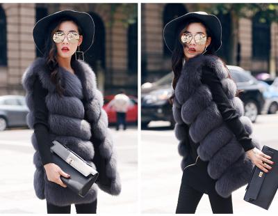 China Real Fox Fur Gilet Women's Long Fur Waistcoat Breathable Hot Selling Custom Women Sleeveless Real Fluffy Coat For Ladies for sale