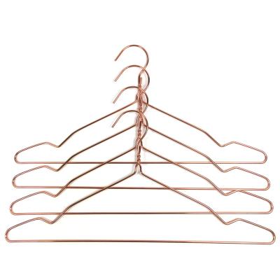 China Salon Wholesale 5pack Rose Gold Metal Wire Clothes Shirt Pants Metal Hangers for sale