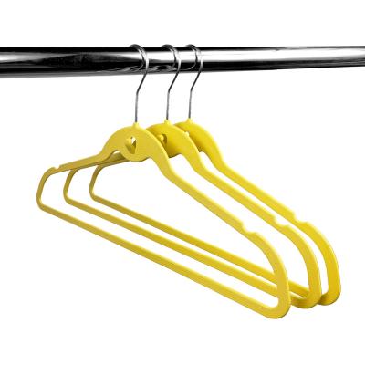 China 2020 Sales Yellow ABS Multifunctional Plastic Garment Use Coated Hanger For Clothes for sale