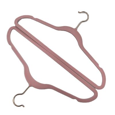 China Rose Gold Non-slip Space Saving Flat Hook Maker Hanger Velvet Suit Coat Plastic Assembled Hangers for sale