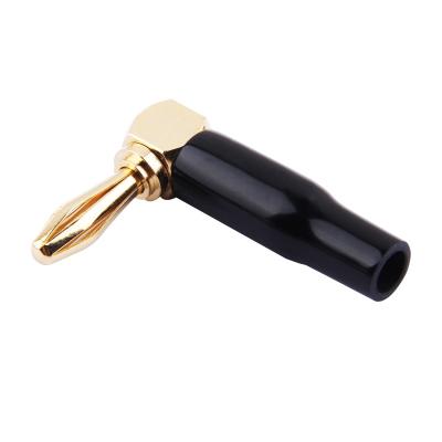 China Vnew Audio Video Red or Black High Quality Gold Plated Banana Plugs Right Angle Audio Connector for sale