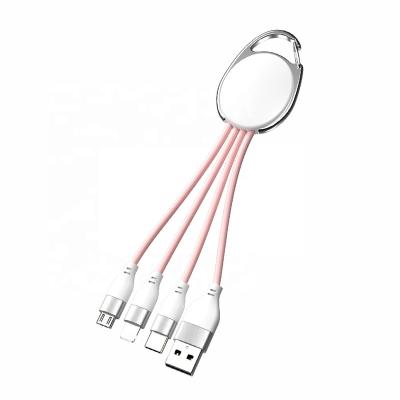 China MP3/MP4 Player Vnew Macaron Multi Colored 3 In 1 Key Chain USB Cable For 8pin /Type C/Micro Mobile Phone With Fast Charging for sale