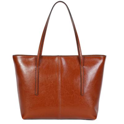 China 2021 New Women's Women's Bag Fashion Bag Cowhide Handbag Simple Satchel Oil Leather Wax for sale