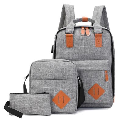 China With USB School Backpack Set Students Travel Bookbag Teens Boys Girls Casual Schoolbag 3 In 1 Laptop Bag for sale