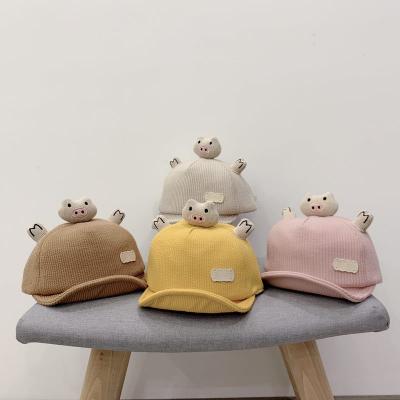 China Cute 100% cotton Korean version pig baby hat, autumn and winter 100%cotton warm keeper for sale