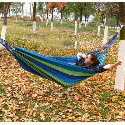 China Modern Outdoor Leisure Hammock For Double Dorm Camping Sending Rope, Cloth Bag, Color Strip Hammock for sale