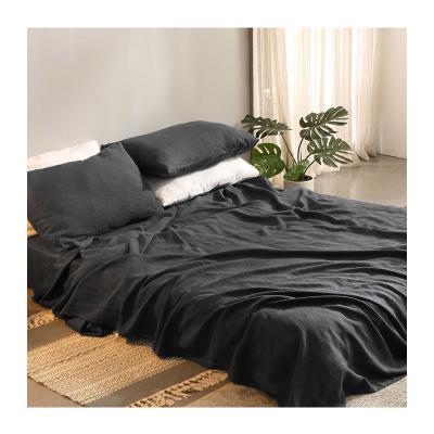 China 100% Disposable Customized French Linen Bedding Sets Natural Linen Flat Sheets for sale