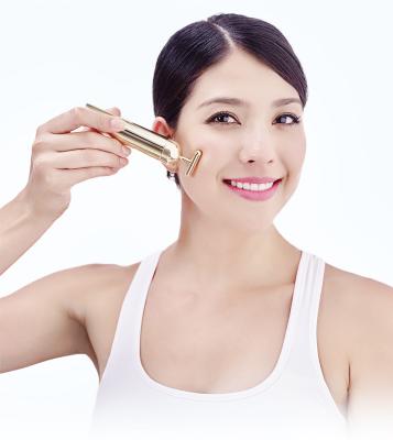 China Skin Tightening Energy Beauty Bar 24k Gold Pulse Facial Massager for sale