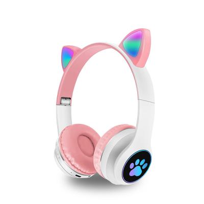 China Fast Charge 2023 hot sale Cute Cat Ear Wireless Headphone With hifi stereo Support TF Card Gaming Headset Noise Cancelling Earbuds Earphone for sale