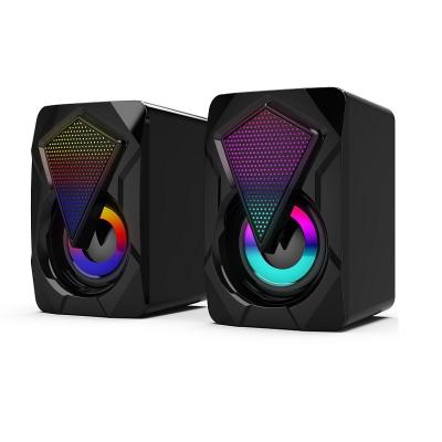 China LED Flashing light X2 Computer Speakers Usb Wired Rgb Colorful Lighting Subwoofer Desktop Game Speaker for sale