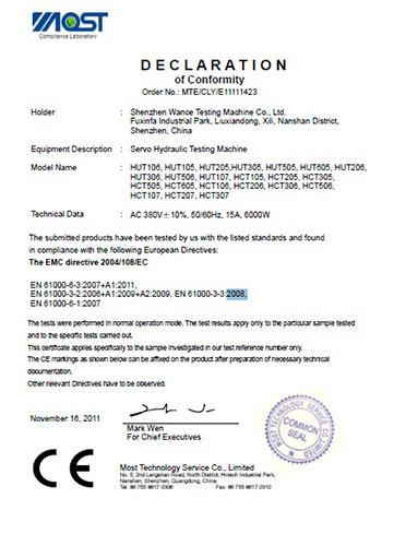 CE Certificate - Shenzhen Wance Testing Machine Co., Ltd.