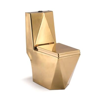 China Manufacture Luxury Ceramic Sanitary Wholesale Gold Toiletries Double-flush ZHONGYA One Piece Gold Toilet for sale