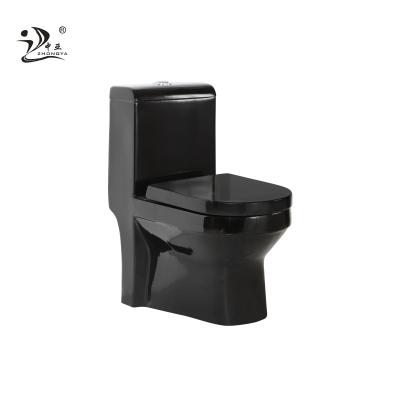 China New Style Double-flush ZHONGYA Modern Color Washdown Black Ceramic One-piece Toilet Modern Toilet With CE Certificate for sale