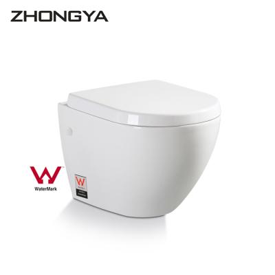 China ZHONGYA Australia Watermark Double-Flow Bathroom Washdown Wall Hung Lavatory One Piece Wall Mounted Toilet for sale