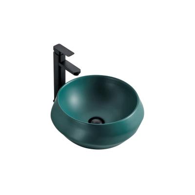 China ZHONGYA Tree Pattern Green Geometric Solid Sink Eco-friendly Modern Wash Basin Round Wash Hand Basin Sink for sale