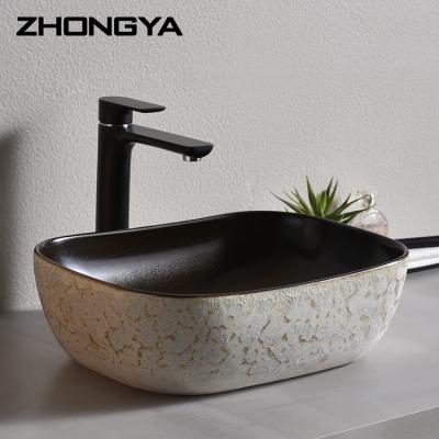 China ZHONGYA Modern Sanitary Ware Sink Table Top Cabinet Wash Ceramic Hand Basin For Bathroom for sale