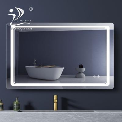 China ZHONGYA Waterproof Smart Touch Screen Customized Modern Bathroom Wall Magnifying Rectangle Led Light Smart Smart Mirror for sale