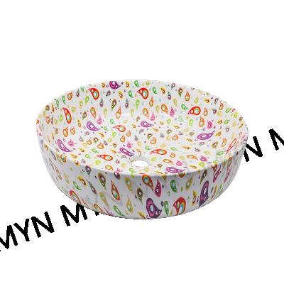 China Vintage Modern Sanitary Ceramic Marble Basin Art Ware Color Fashion Art Ceramic Basin Sink for sale