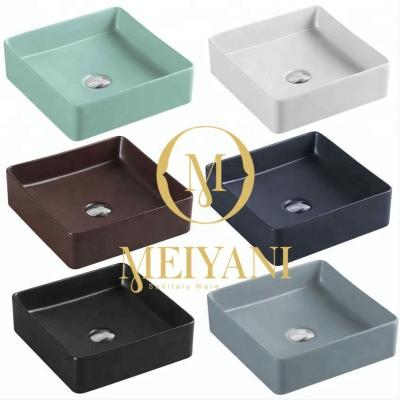 China MEIYANI modern matte color basin quare slim edge matte color basin bathroom sink basin for sale