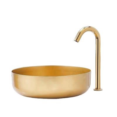 China Modern Meiyani Gold Finished Stainless Steel Water Basin Bathroom Sink Basin In Stainless Steel Wash Basin for sale