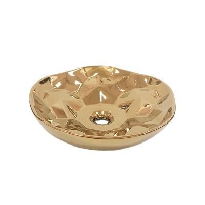 China MEIYANI Modern Plating Mounted Round Basin Gold Luxury Over Counter Basin Popular New Bathroom Sink for sale