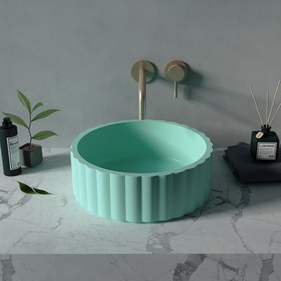 China Hot Selling Eco - Friendly Above Counter Basin Round Shape Concrete Wash Basin Cement Sink Green Concrete for sale