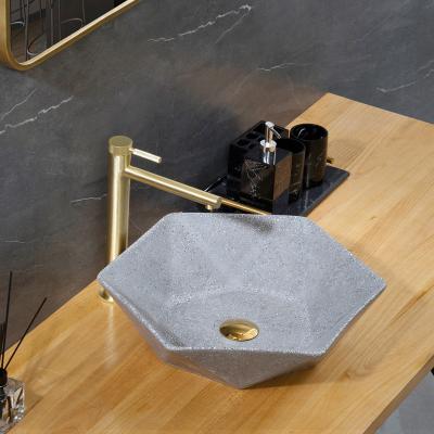 China New Modern Design Terrazzo Wash Hand Basin Wash Basin Bathroom Sink Lavabo Counter Top Basin for sale