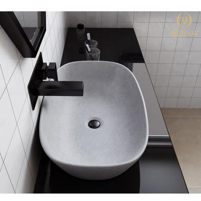 China MEIYANI 2020 New Design Easy Clean Oval Shape Sink Basins Bathroom Concrete Terrazzo Sink for sale