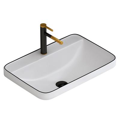 China China Ware Supplier Matte White Black Ceramic Art Semi Basin Inset Easy Clean Sanitary Basin for sale