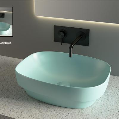 China China Supplier Easy Clean Sanitary Ware Ceramic Hand Wash Semi Recessed Wash Basin for sale