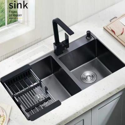 China Modern New Design Customized Houses Kitchen Sink Standard Double Bowl Restaurant Kitchen Quartz Sink for sale