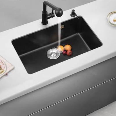 China High Grade Granite Compound Artificial Kitchen Sinks Black Quartz Sink Modern Kitchen Hardware for sale