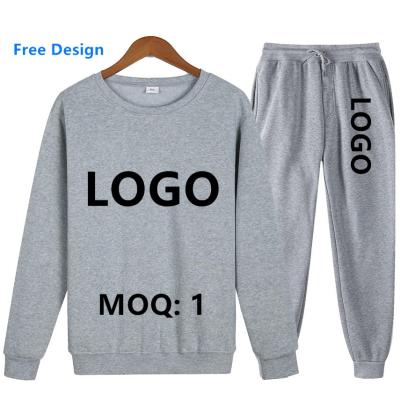 China Breathable Custom Unisex Logo Winter Womens Joggers Sets Blank Sweat Suits Long Thick Sleeving 2 Piece Sweat Suit For Men for sale